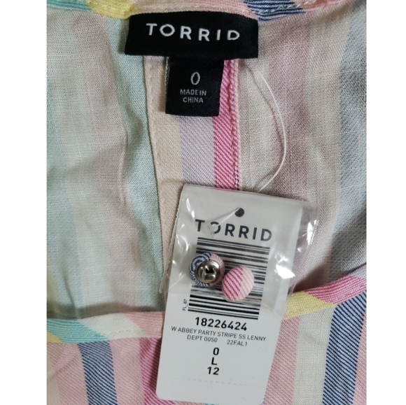 NWT Torrid Button Back Stripe Abbey Rayon Slub Top L / 12 - Picture 4 of 10